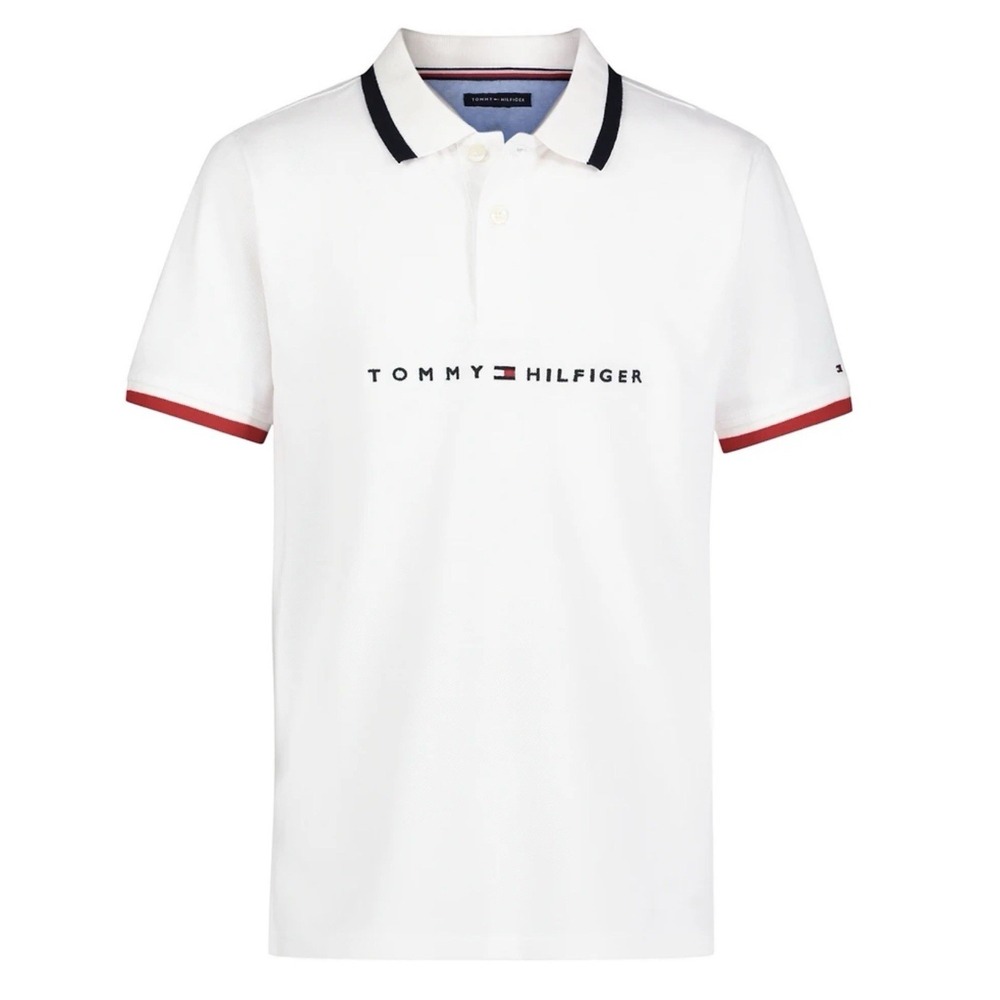 Tommy Hilfiger Boys Polo Classic White Shirt Short Sleeve Sz L (16-18) NWT